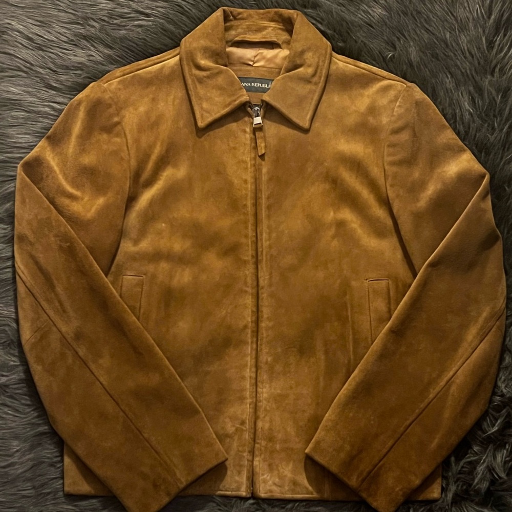 Banana Republic (Vintage Y2k Zip-Up Tan Leather Boho Jacket)